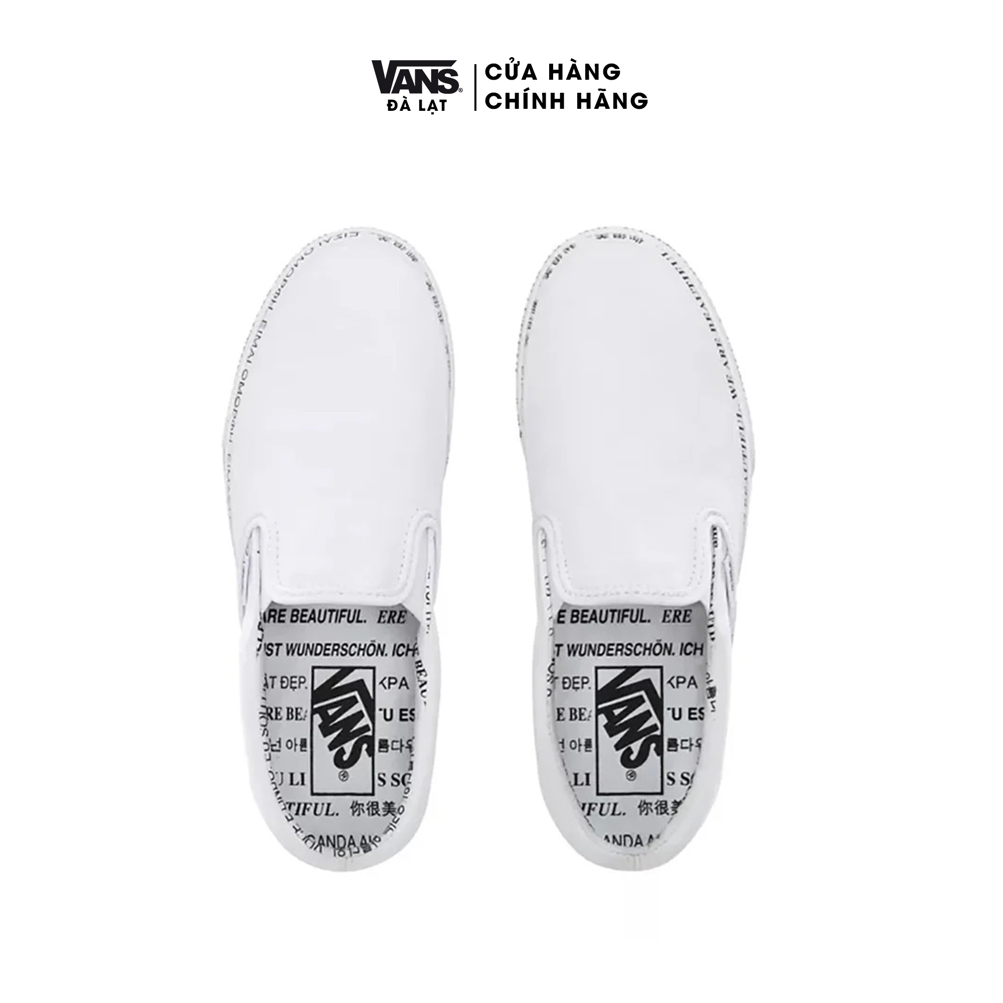 Giày Sneaker nữ màu trắng phối đế chữ - Vans UA Classic Slip-On We Are Beautiful - VN0A4U382Q2