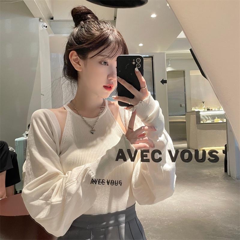 SET áo khoác yếm croptop chất bo gân dày tôn dáng che khuyết điểm bắp tay to vai thô ơi