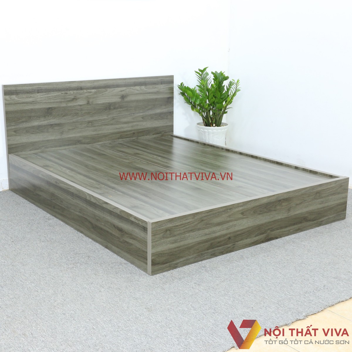 Giường Ngủ Gỗ MDF Melamine Màu Xanh Rêu Cá Tính Sang Trọng