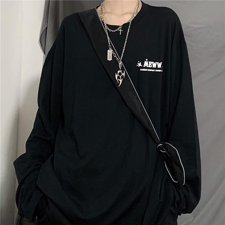 Áo thun ulzzang unisex đen trắng họa tiết back mới