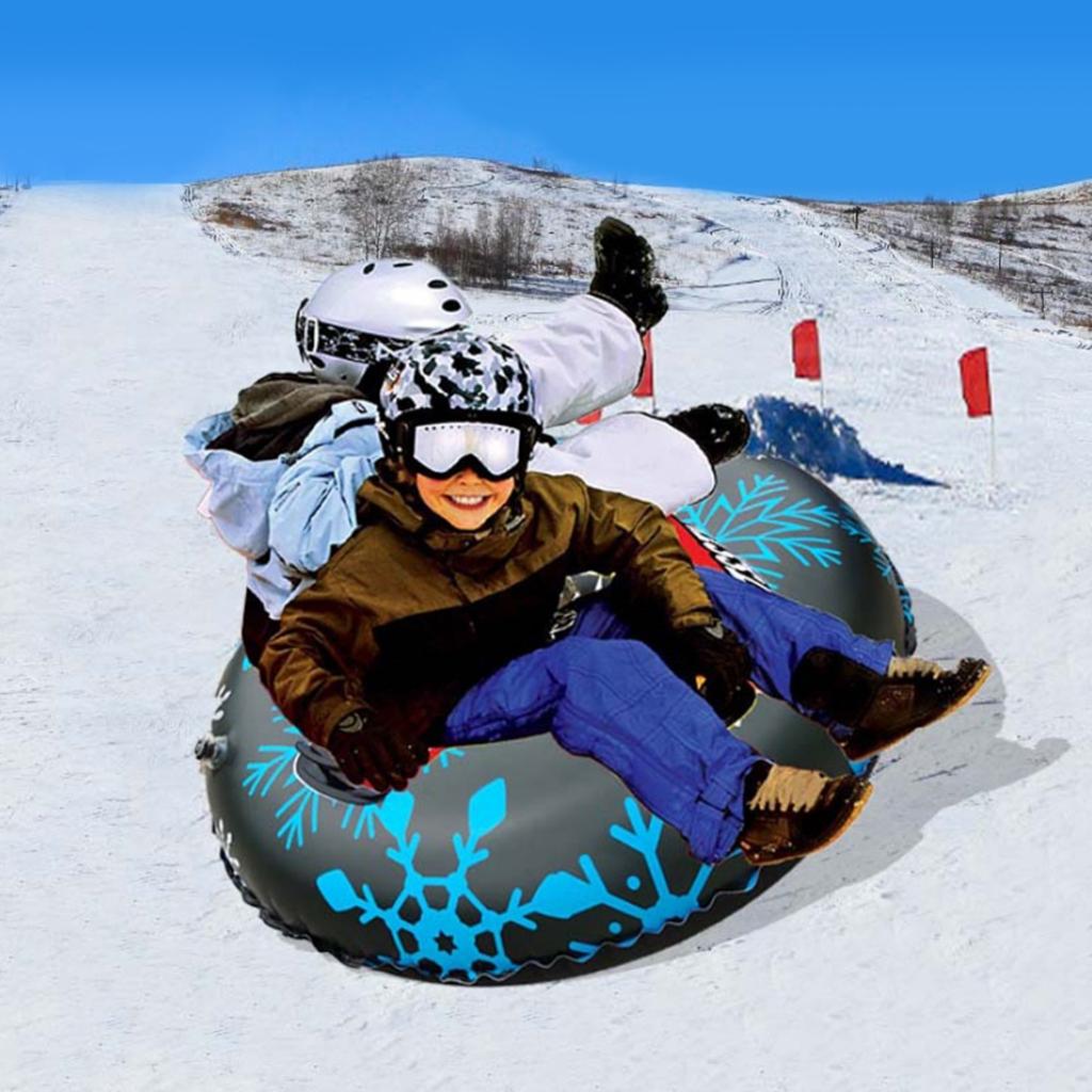 Premium Inflatable Snow Tube 47'' Sled Heavy Duty Snow Sledding Tube Black