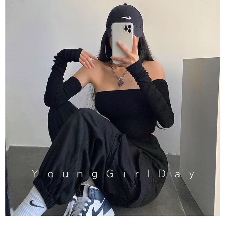 MS544 Áo quây dài tay, áo kiểu quây croptop tay rời