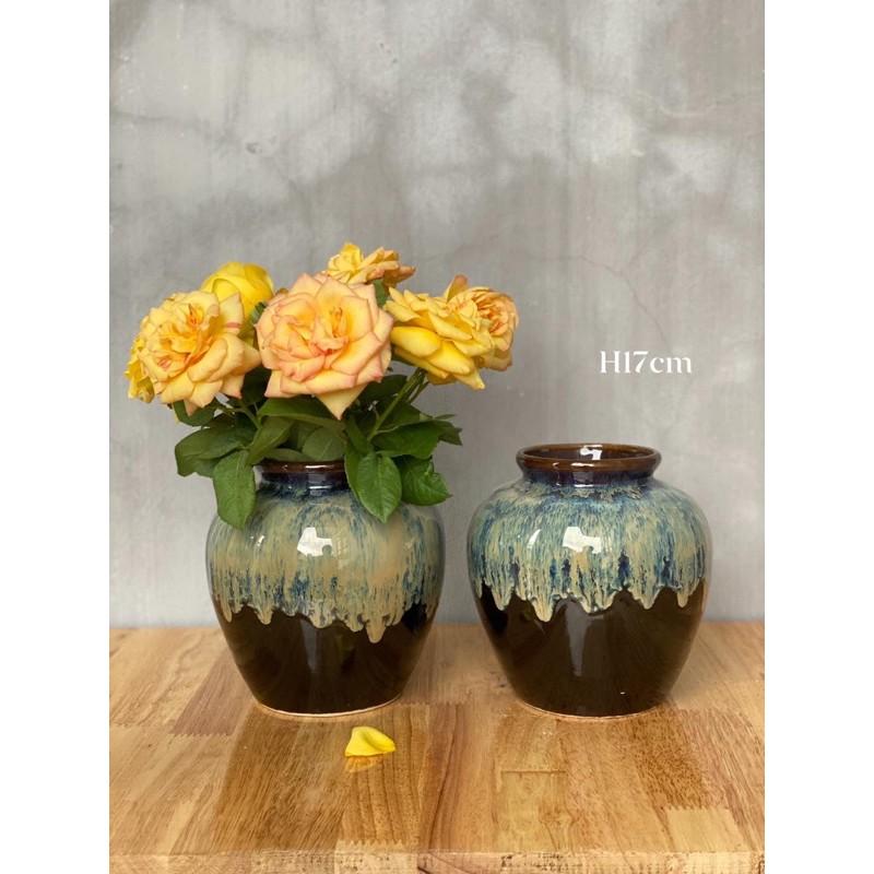 Bình cắm hoa, men chảy- hỏa biến. Gốm sứ Bát Tràng