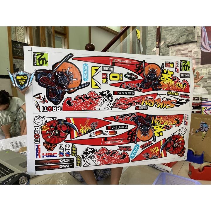 Tem rời dán xe vario 150 Samurai đỏ đen - Bi Decal