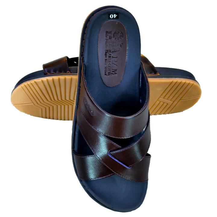 Dép Nam Quai Ngang HÀ NAM Da Bò Thật Cao Cấp DN2025