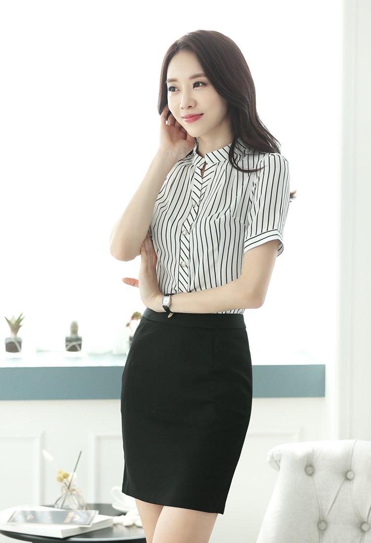 Áo sơ mi , sơ mi nữ trắng ngắn tay kẻ caro SM50