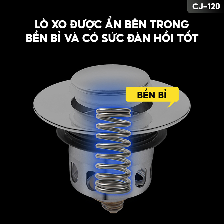 Nắp Đậy Lỗ Thoát Nước Chậu Rửa Bát Chất Liệu Inox 304 Cao Cấp Không Gỉ Sét Hoặc Oxy Hoá Theo Thời Gian CJ-120