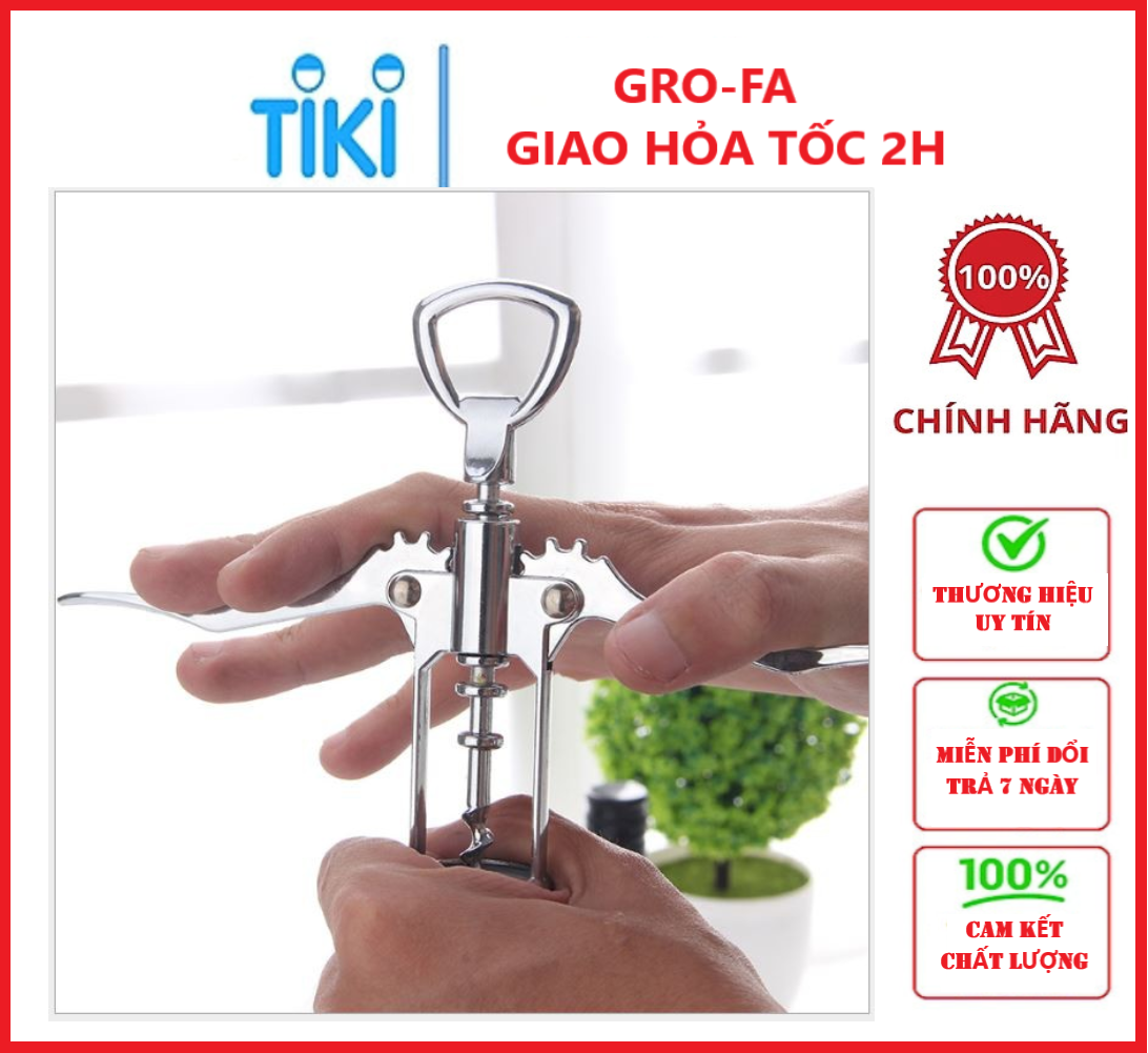 Dụng Cụ Khui Rượu Vang Cao Cấp Bằng Thép Không Gỉ - GROFA