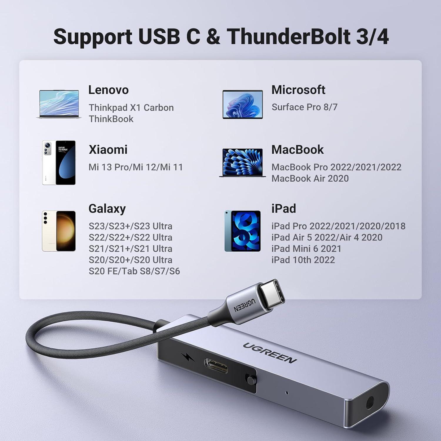 Ugreen UG90518CM230TK 10cm cho samsung google ipad Dây chuyển đổi âm thanh USB-C ra 3.5mm trả cổng sạc USB type C hỗ trợ PD 60W và Mic màu xám - HÀNG CHÍNH HÃNG