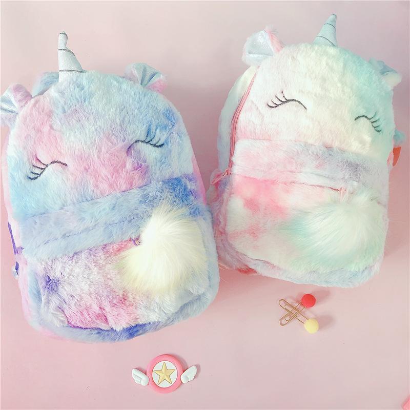 Hoạt Hình Dễ Thương Ba Lô Cô Gái Sang Trọng Kỳ Lân Lưng Dễ Thương Thời Trang Lông Thú Ba Lô Trẻ Em Schoolbag Túi Sách Cho Trẻ Em Quà Tặng Bé Gái