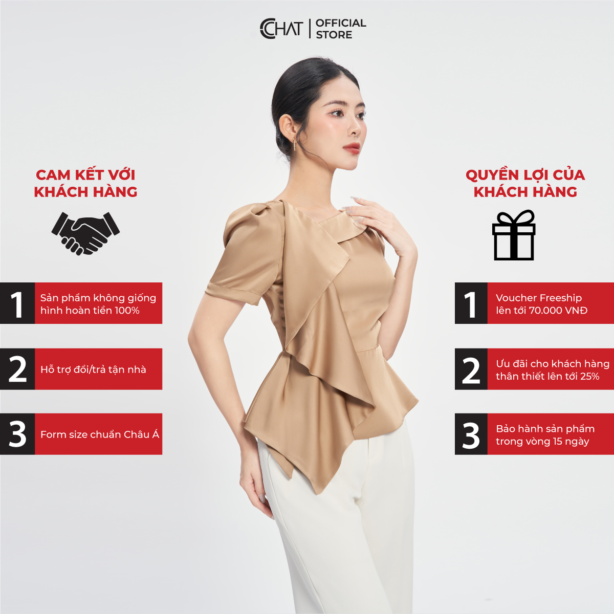 Áo Kiểu Nữ Dáng Peplum Bèo Đổ Chất Lụa Cao Cấp Mềm Mịn 53ANL2007PT
