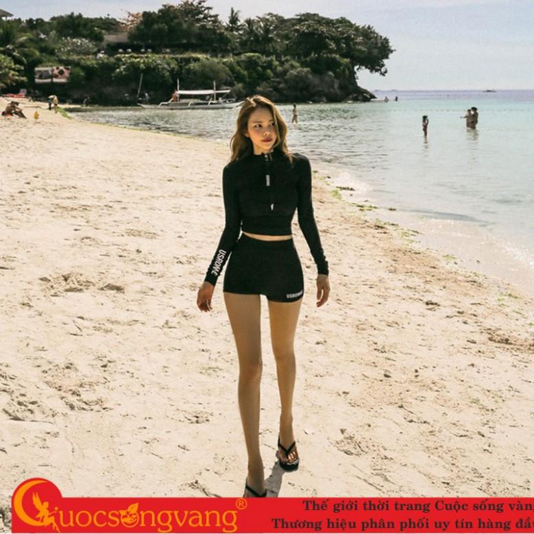 Bộ đồ bơi thể thao nữ bộ đồ đi biển nữ dài tay chống gió GLSWIM060