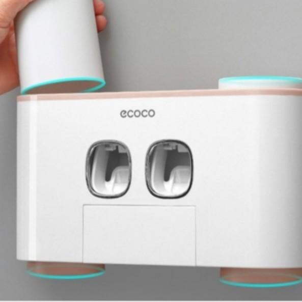 Nhả Kem Đánh Răng Và Đựng Bàn Chải Cao Cấp - Tặng Kèm 4 Cốc Đánh Răng