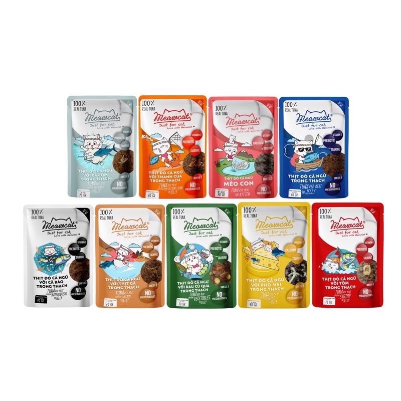 Thùng Pate Mix vị cho mèo Meowcat 48 gói x 70g
