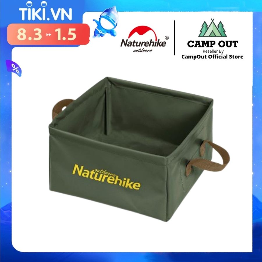 Đồ cắm trại xô nước Naturehike campoutvn hình vuông du lịch dã ngoại gấp gọn NH19SJ007 đựng bia trái cây chứa nước A257