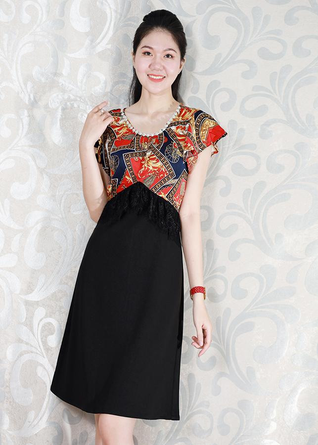 Đâm Suông Chữ A Thanh Lịch Kiểu Đầm Phối Ren Đính Đá GOTI 3074