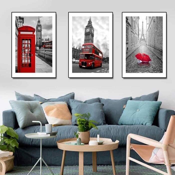 Bộ tranh treo tường 3 bức phong cách hiện đại