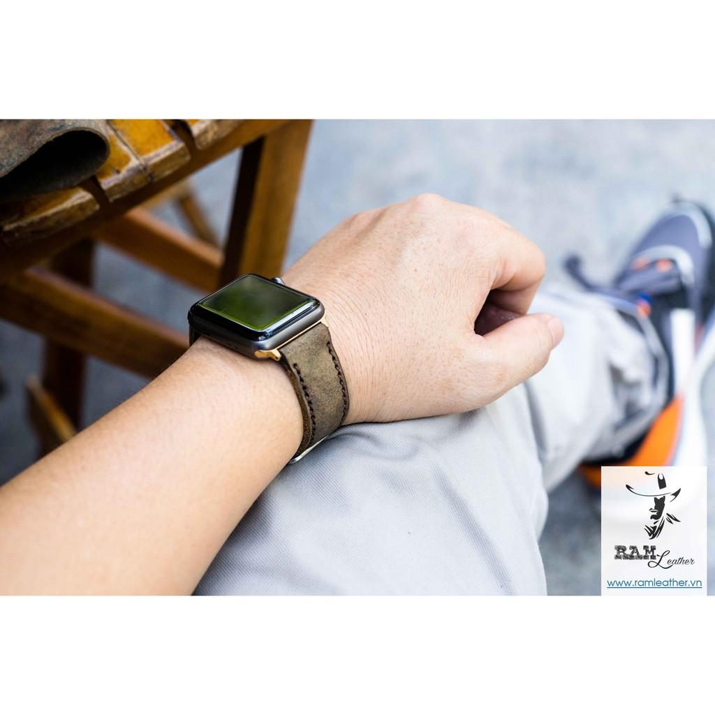 DÂY ĐỒNG HỒ APPLE WATCH -DA BÒ SÁP NGHỆ THUẬT - DA BÒ THẬT - ĐỦ SIZE - CHÍNH HÃNG RAM LEATHER