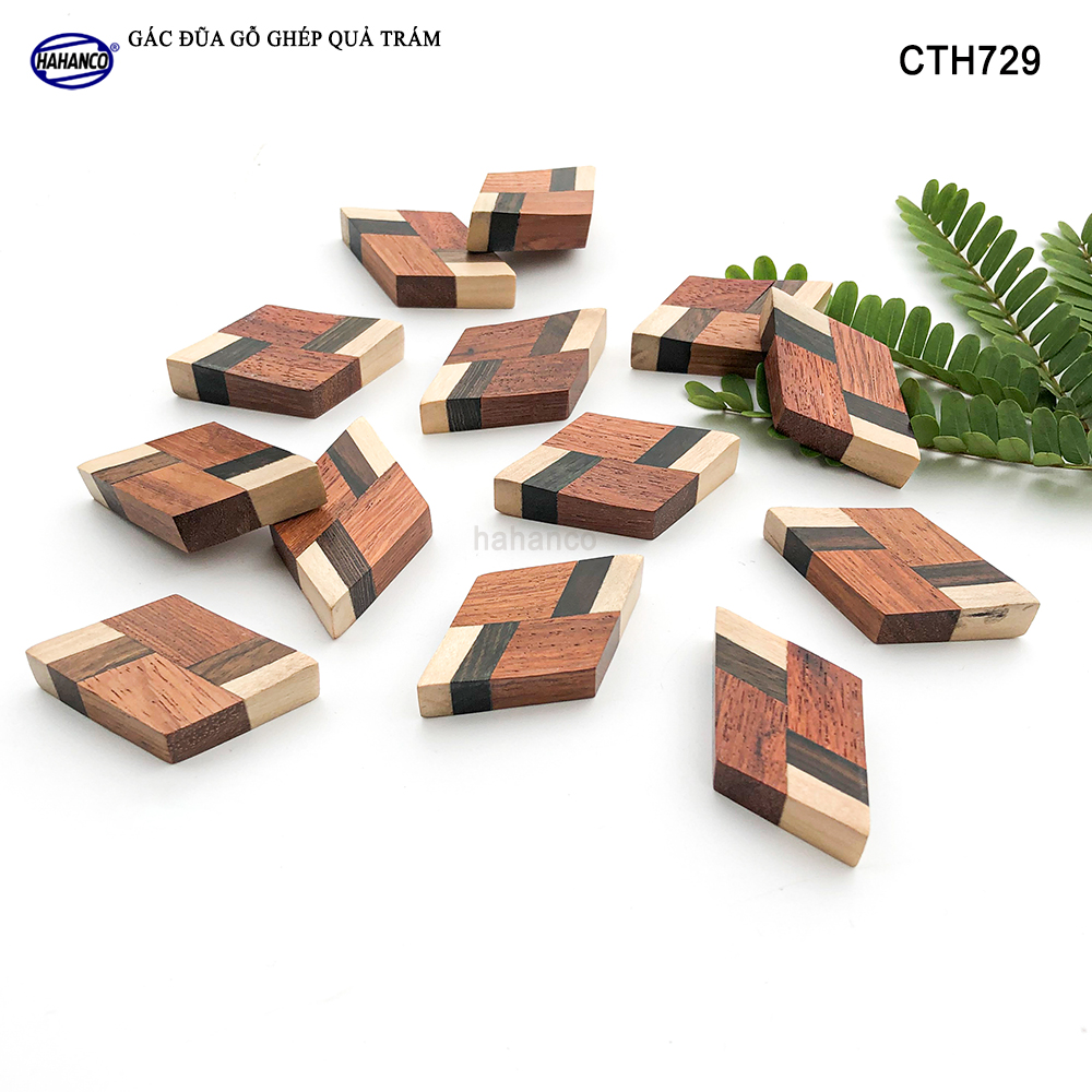 Combo 10 Gác Đũa Gỗ Tự Nhiên Hình Quả Trám HAHANCO Phụ Kiện Bàn Ăn, Decor - CTH729