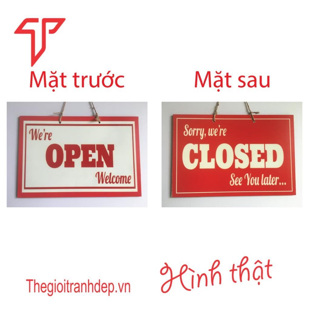 Bảng treo đóng mở cửa, open- closed bằng gỗ 2 mặt cho nhà hàng, khách sạn, cửa hàng