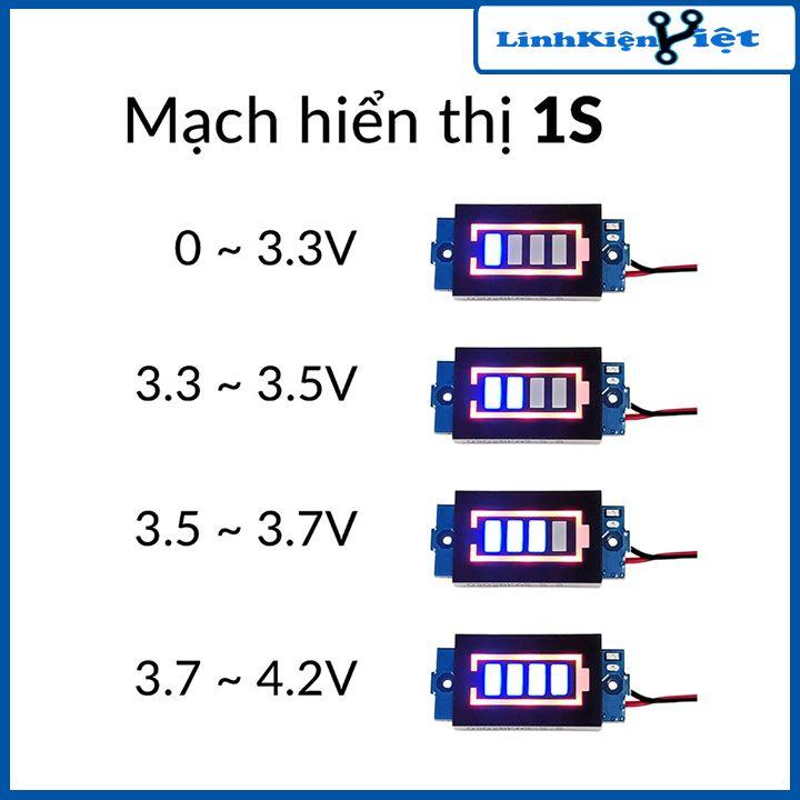 Mạch hiển thị mức năng lượng pin 1S / 2S / 3S / 4S đo dung lượng pin, acquy