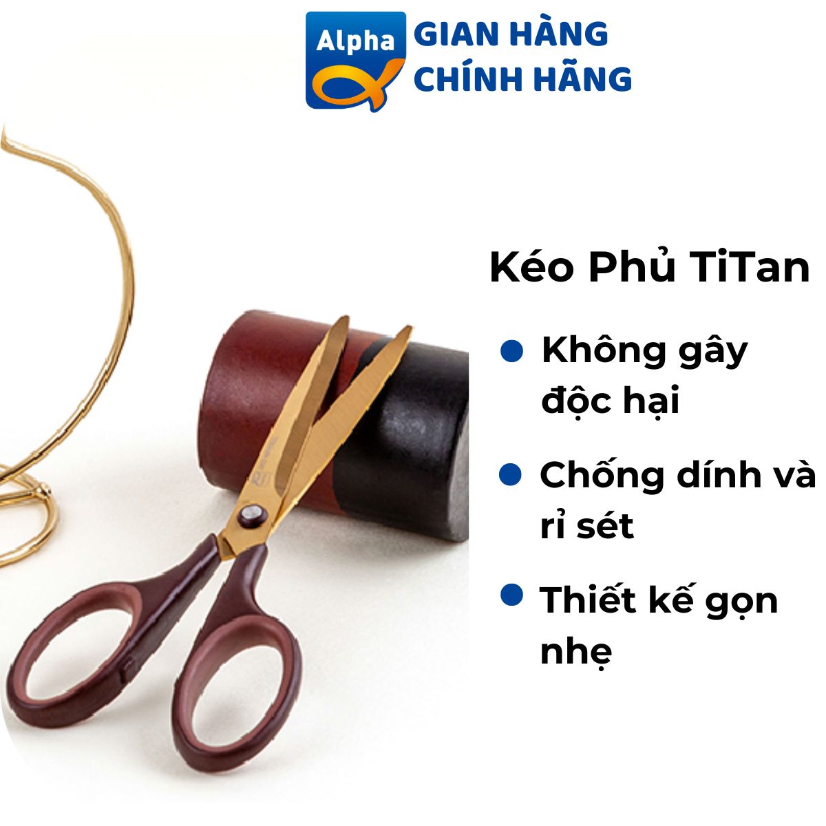 Kéo Cắt Văn Phòng Phủ Titan 19.5cm Cao Cấp Nhập Khẩu Hàn Quốc