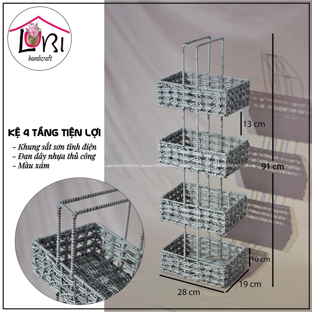 Lubihandicraft - Kệ đựng đồ đan dây nhựa cao cấp 4 tầng - tiện lợi, bền đẹp