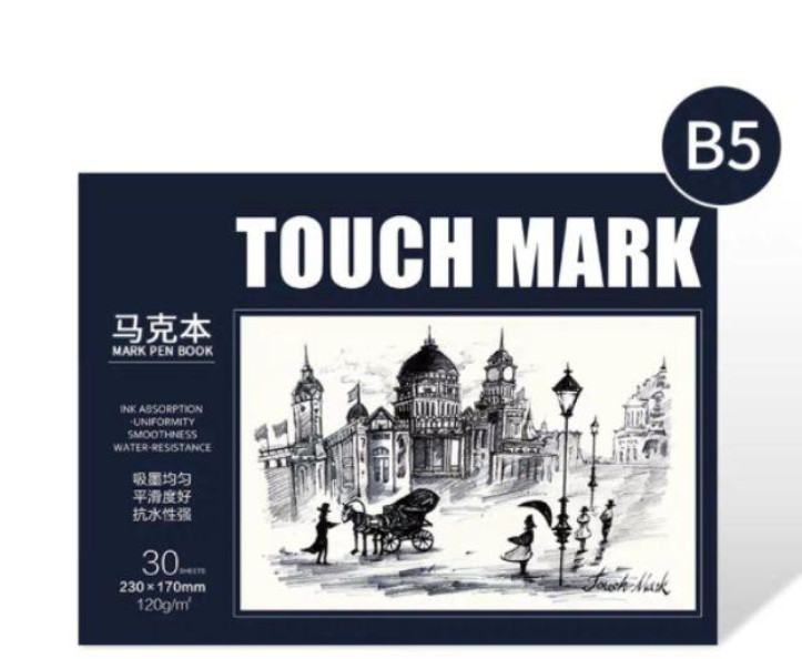 Sổ vẽ, viết Touch Mark chuyên dụng dành cho mỹ thuật  dùng để vẽ màu nước, chì, màu bộ kích thước a5, 100% bột giấy ECF