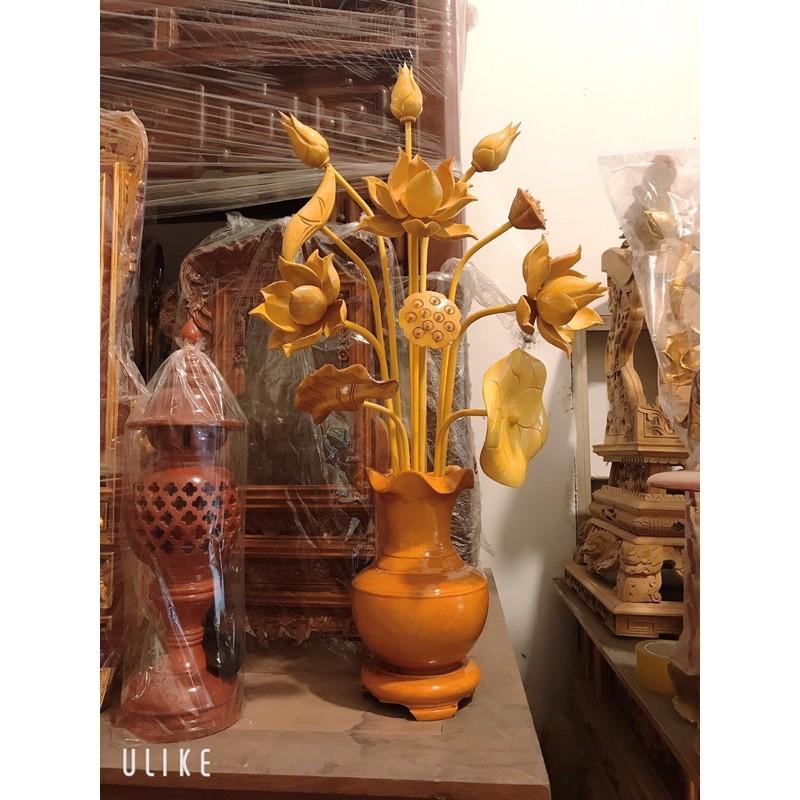 Hoa sen thờ- gỗ mít
