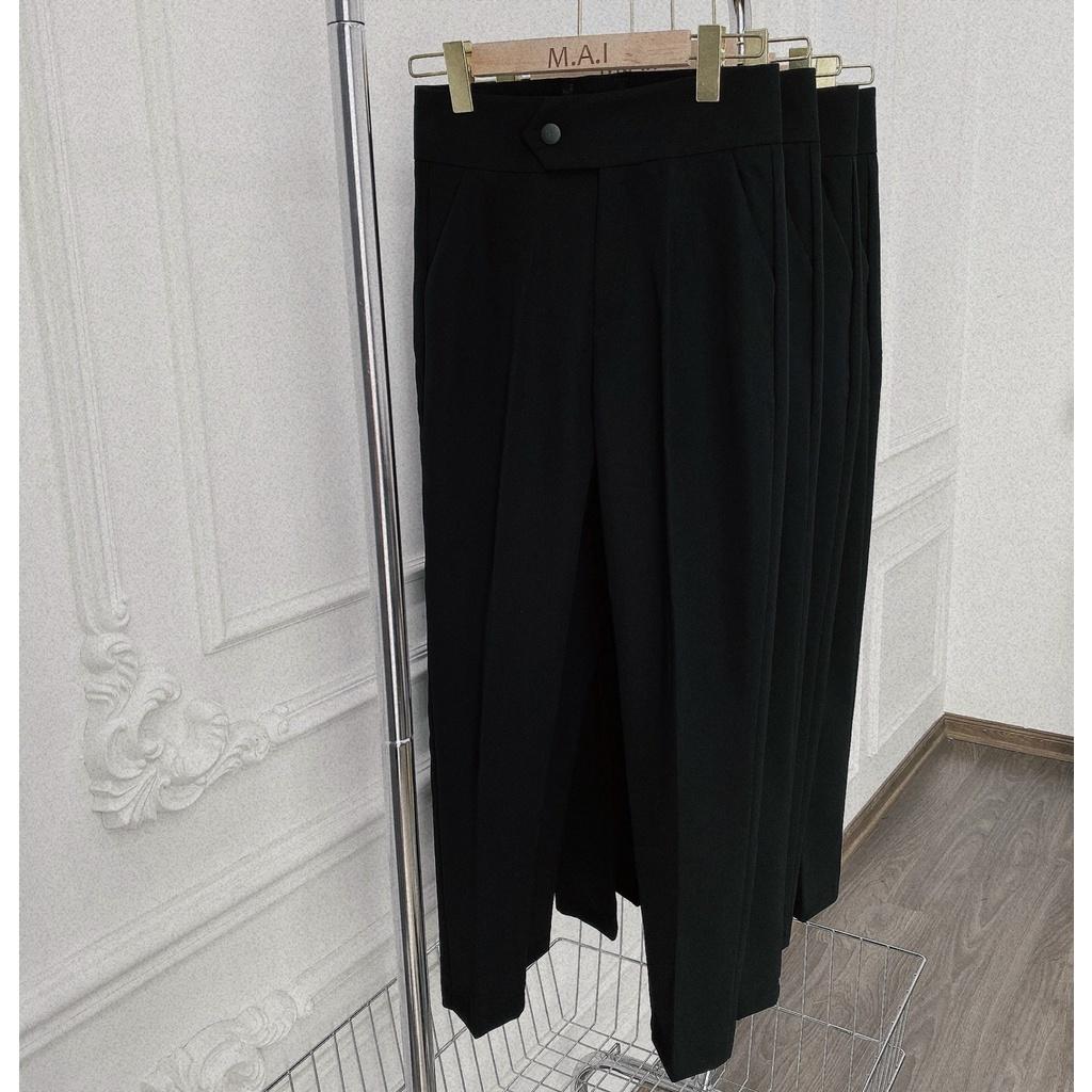 Quần baggy tây nữ lưng cao công sở phối cúc bấm Chất vitex loại 1 mềm mịn, co giãn nhẹ