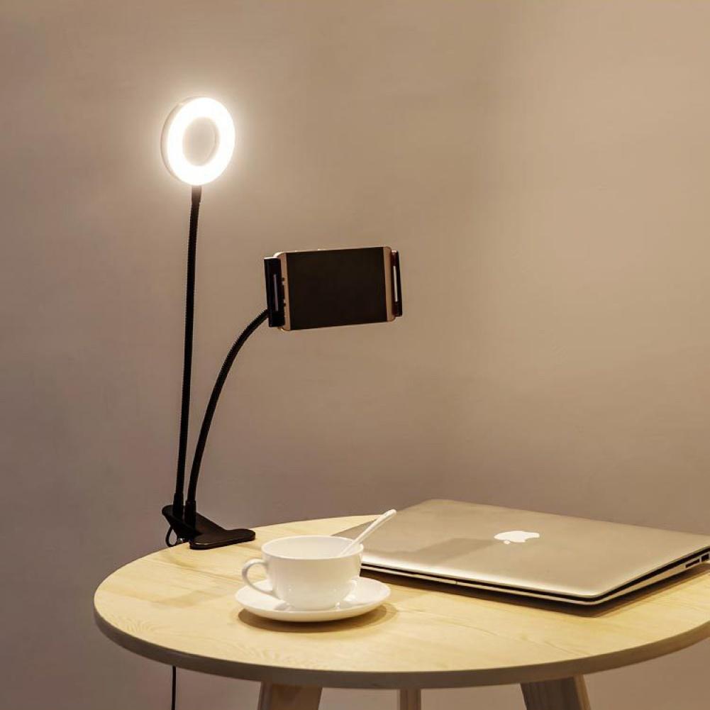 Vòng đèn LED USB kèm giá đỡ đứng có thể điều chỉnh cho điện thoại/máy ảnh quay video