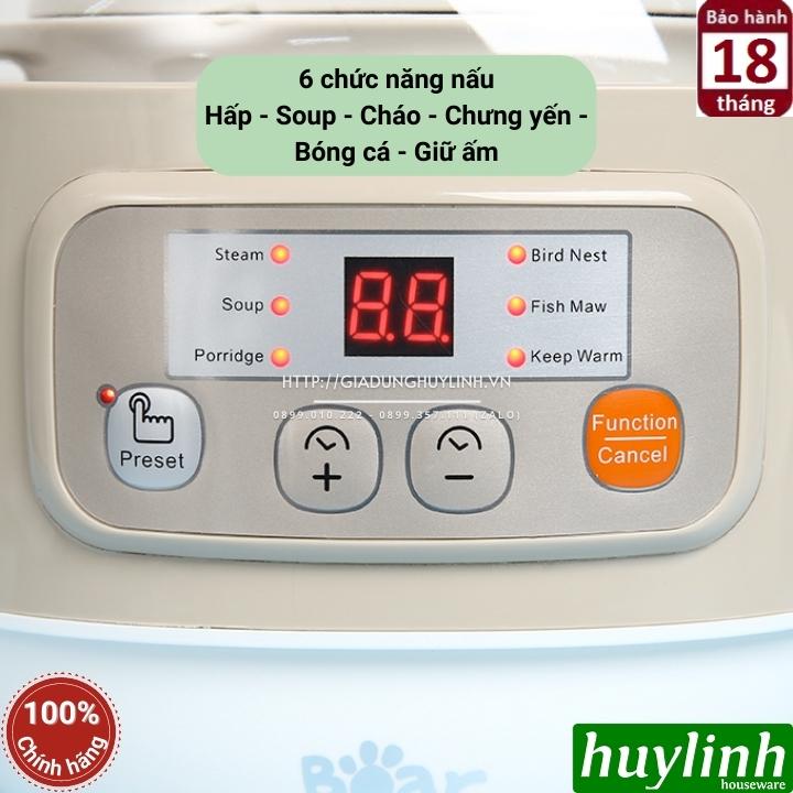 Nồi nấu chậm - chưng yến - nấu cách thuỷ Bear DDZ-A08D1 - 0.8 lít - Kèm xửng hấp - Hàng chính hãng