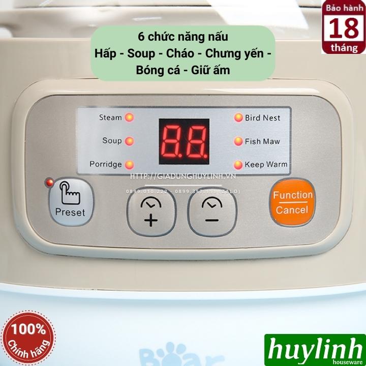 Nồi nấu chậm - chưng yến - nấu cách thuỷ Bear DDZ-A08D1 [A08G2] - 0.8 lít - Kèm xửng hấp - Hàng chính hãng