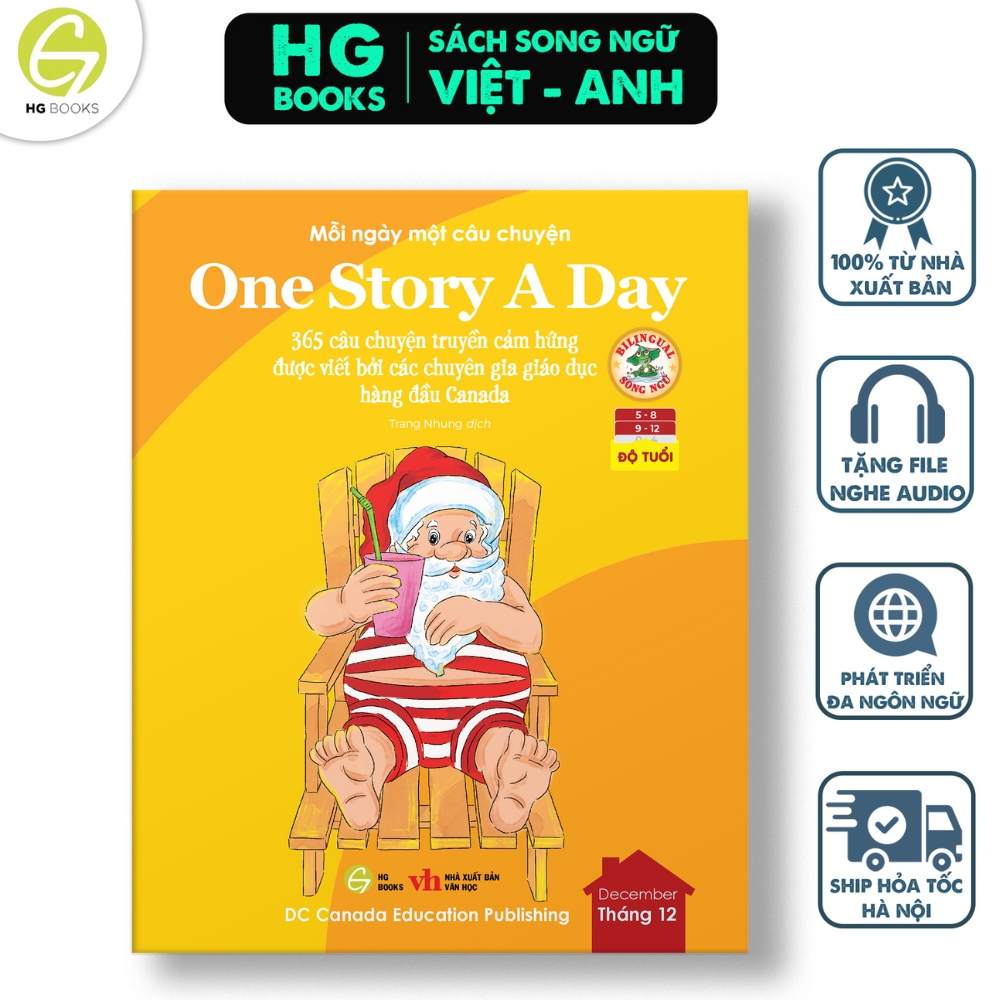 Sách - One Story A Day - CUỐN 12: 365 câu chuyện phát triển IQ, EQ cho bé - Bản song ngữ tặng kèm file nghe