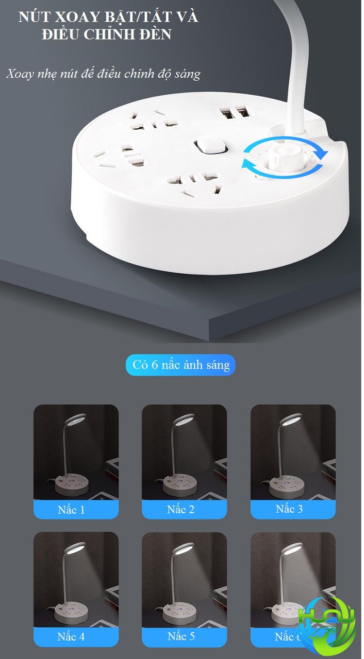 Ổ Cắm Điện Đa Năng Kiêm Đèn Đọc Sách HQ -T8- Có  Điều Khiển Từ Xa -Hàng Chính Hãng