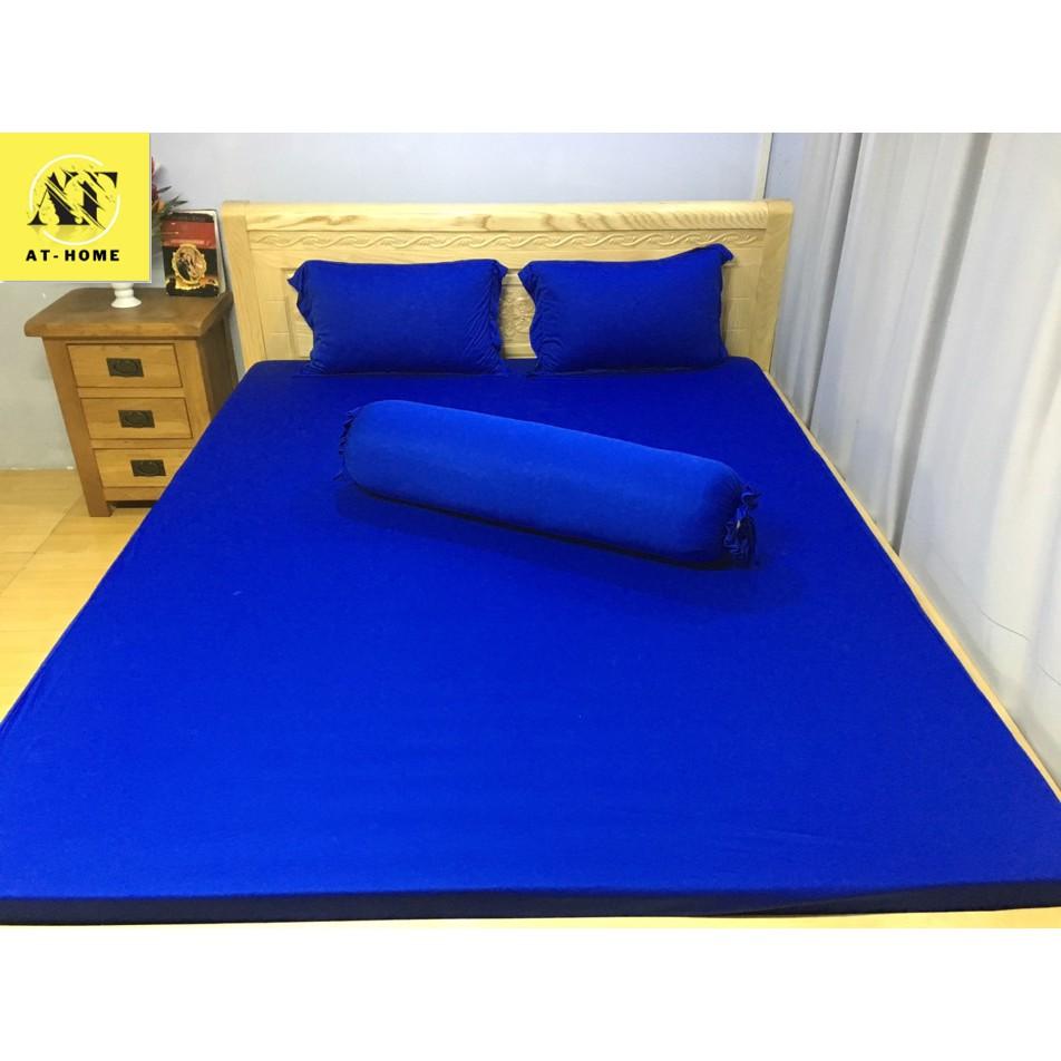 Bộ 4 Món Ga Gối Thun Mát Mềm Thun Lạnh Cao Cấp LAN PHAM BEDDING- Màu Xanh Coban