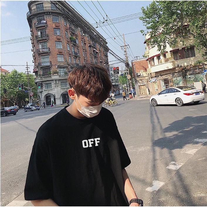 Áo Thun In Chữ OFF  tay lỡ form rộng Unisex 38-65kg Nam Nữ