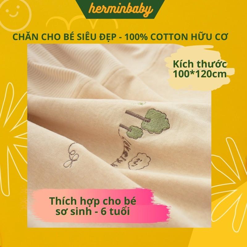 (Ảnh thật/video) Chăn cho bé COTTON HỮU CƠ 2 lớp size 100*120 cm - mền cho bé 4 mùa