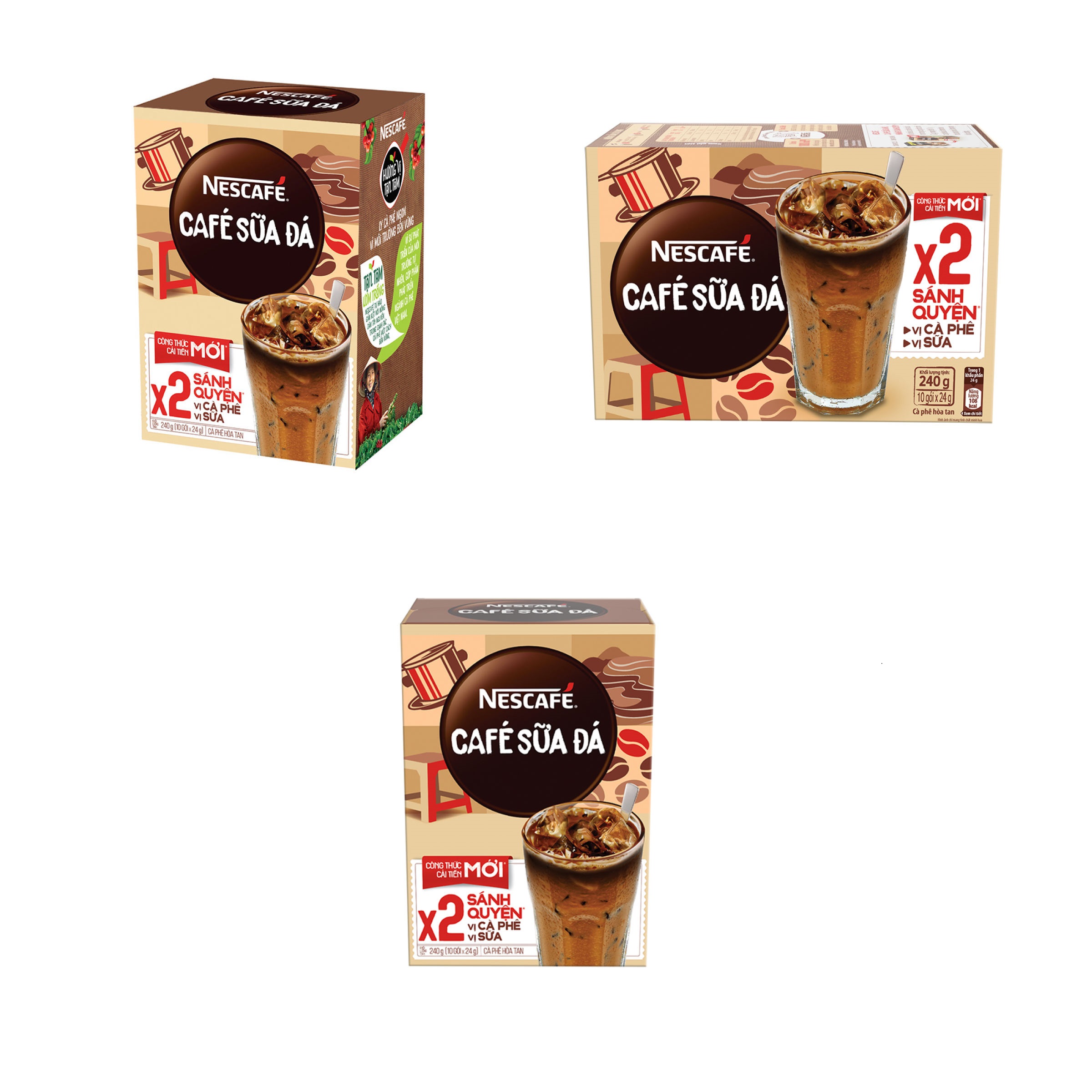 Hình ảnh Cà phê hòa tan Nescafé 3in1 cà phê sữa đá (Hộp 10 gói x 24 g)