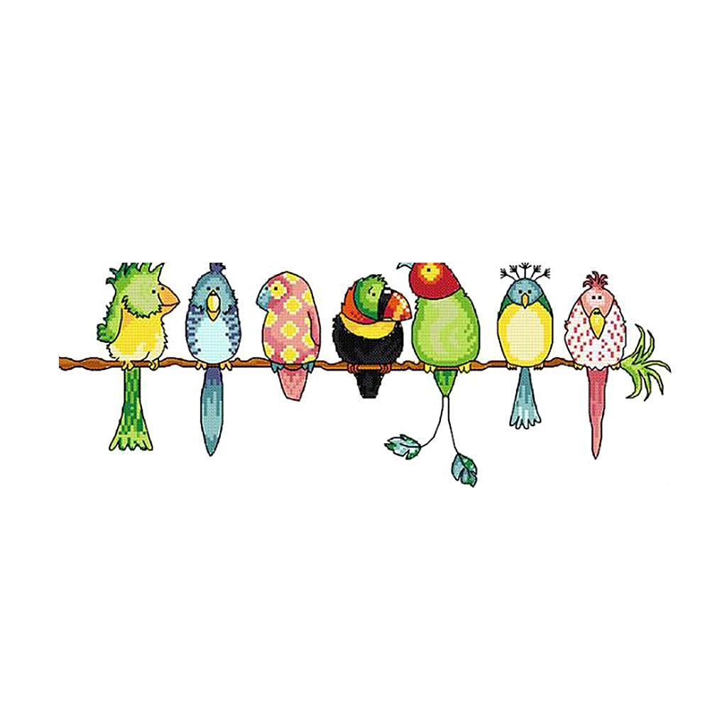 Colorful Parrots Stamped Cross Stitch Kit DIY Handmade Needlework