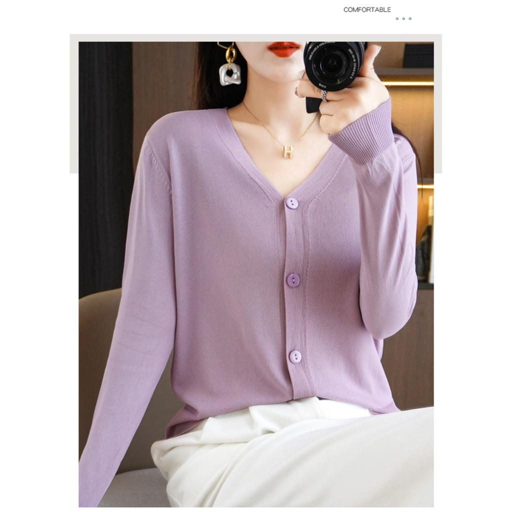 Áo len Cardigan nữ lụa băng mã HTA0434 - M08 Đen