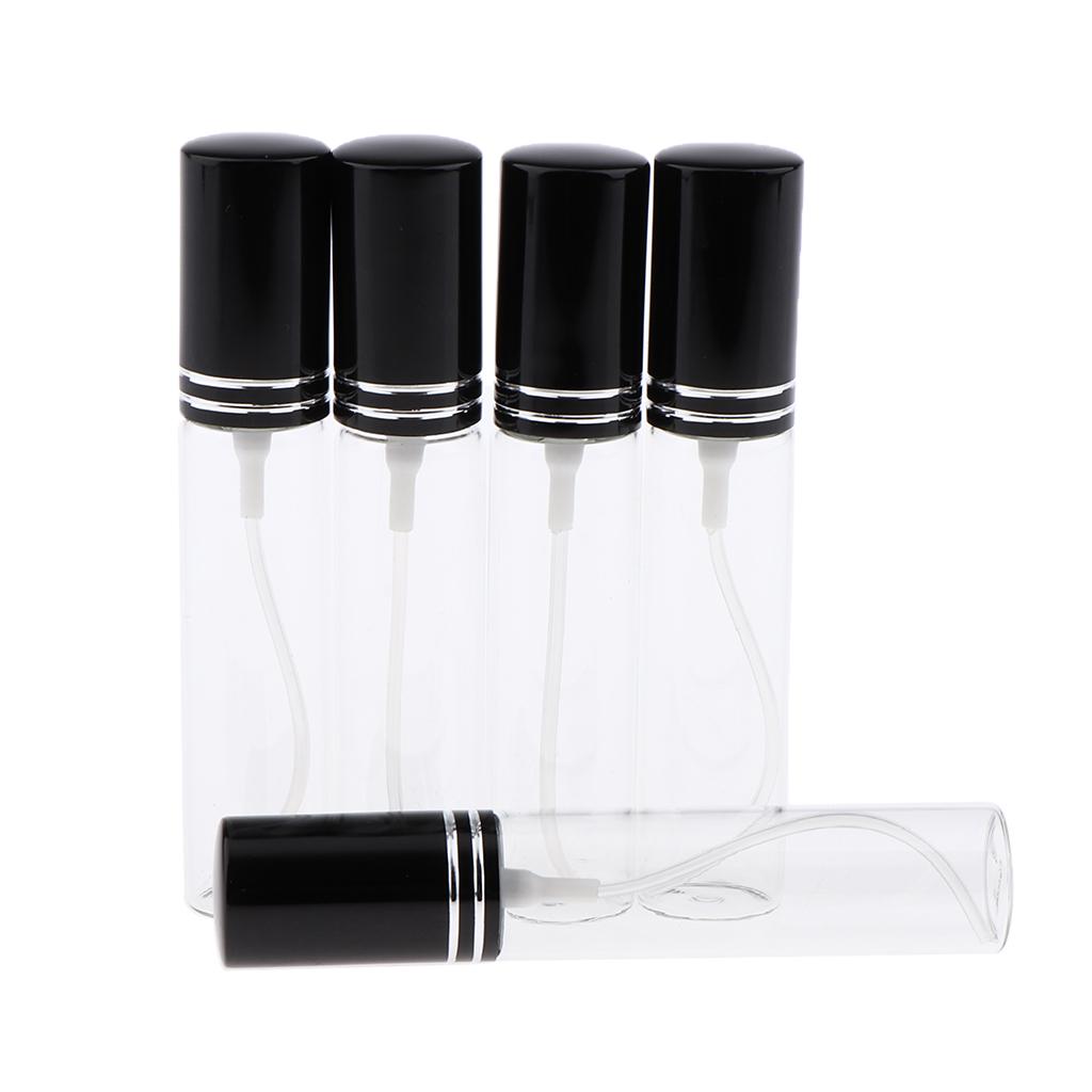 5 Pieces 10ml Empty Refillable Glass Perfume Spray Bottles Vial Black