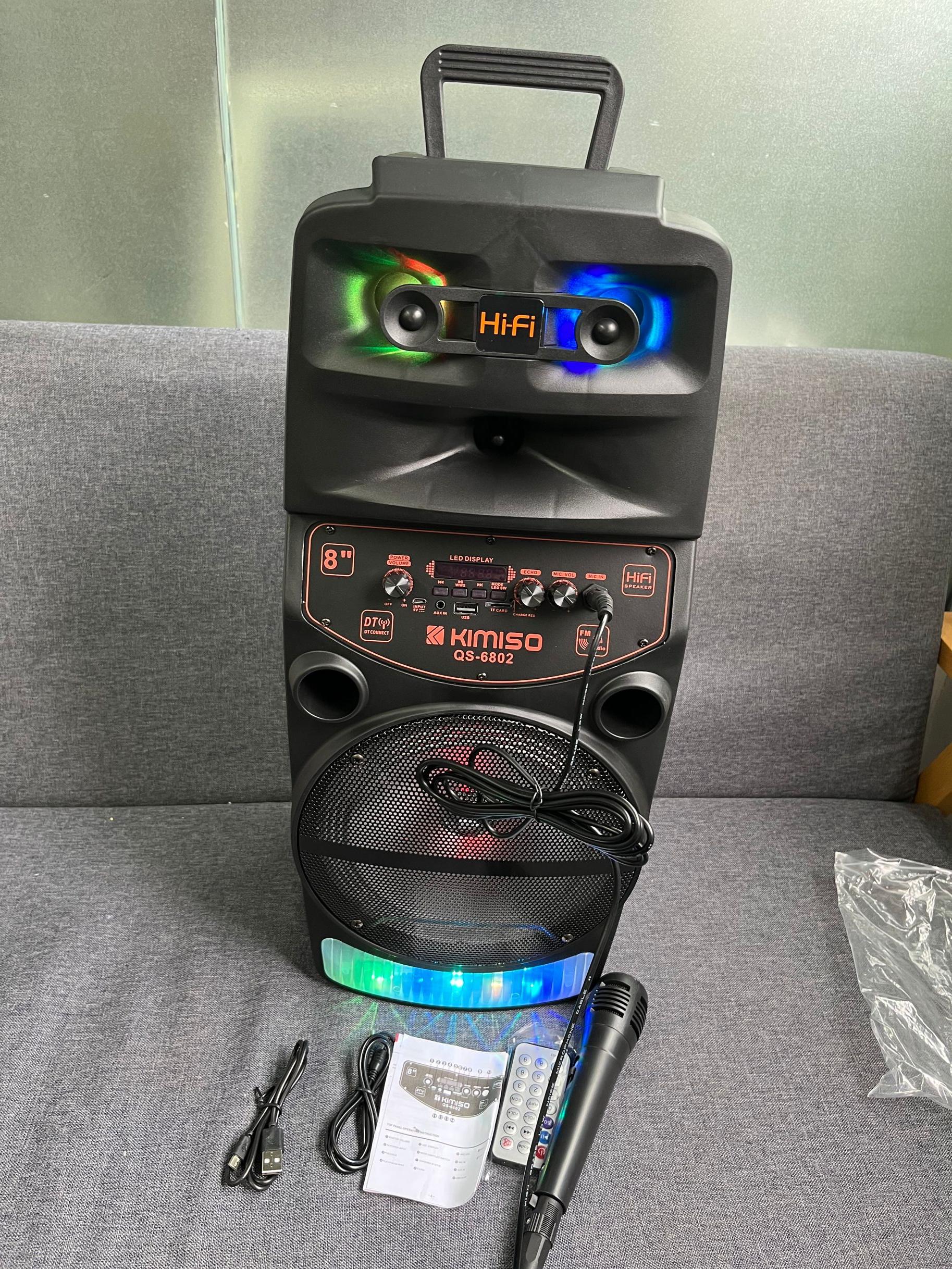 Máy đẩy di động Ultra-High Power Bluetooth Loa 8 inch Big Horn RGB Light Home Nhà hát âm thanh Subwofer TF Card FM Radio BAS Color: QS-7801