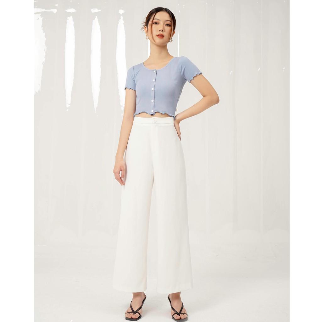 Quần cullote Méo shop ống suông rộng lưng cao Rudi