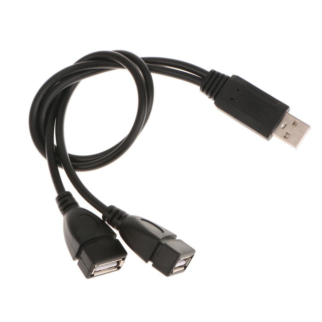 2Pieces USB 2.0 A Male to 2 Dual USB Female Charger Cable Cord Adapter