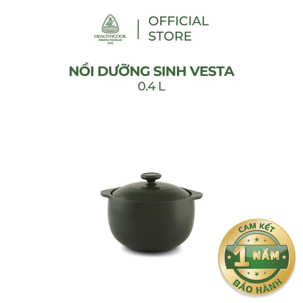 Nồi Sứ Dưỡng Sinh Minh Long Healthy Cook Vesta 0.4 L - Dùng Cho Bếp Gas, Bếp Hồng Ngoại