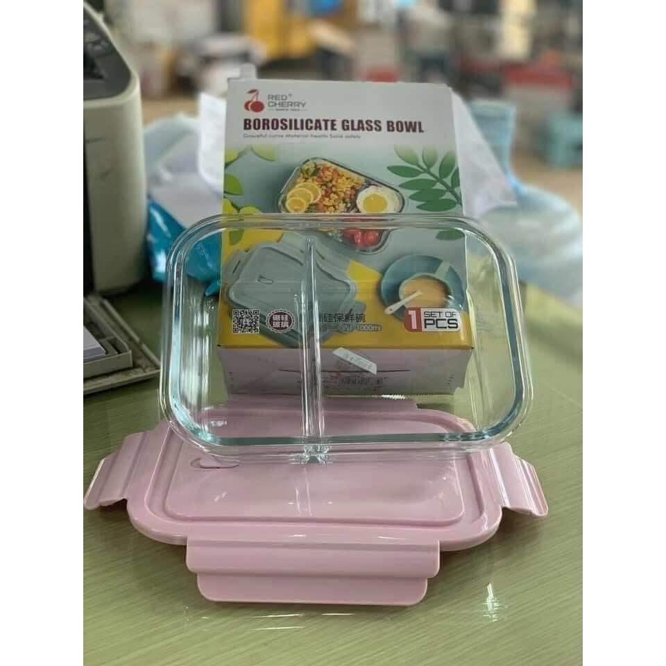 Hộp thủy tinh 2 ngăn CHERRY dung tích 1000ml Hàn Quốc