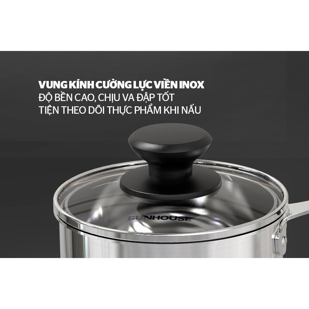 Nồi quấy bột inox 3 đáy Sunhouse SHG300-14, Đường kính 14cm, truyền nhiệt nhanh tỏa nhiệt đều, Dùng được trên tất cả các loại bếp, Hàng chính hãng