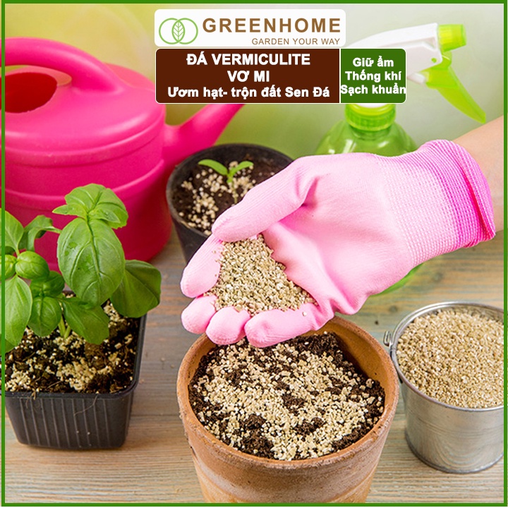 Đá Vermiculite (Vơ Mi) Greenhome, Bao 500gr, Giá Thể, Ươm Hạt Giống, Trồng Rau Mầm, Đất Hoa Hồng, Sen Đá, Thuỷ Canh