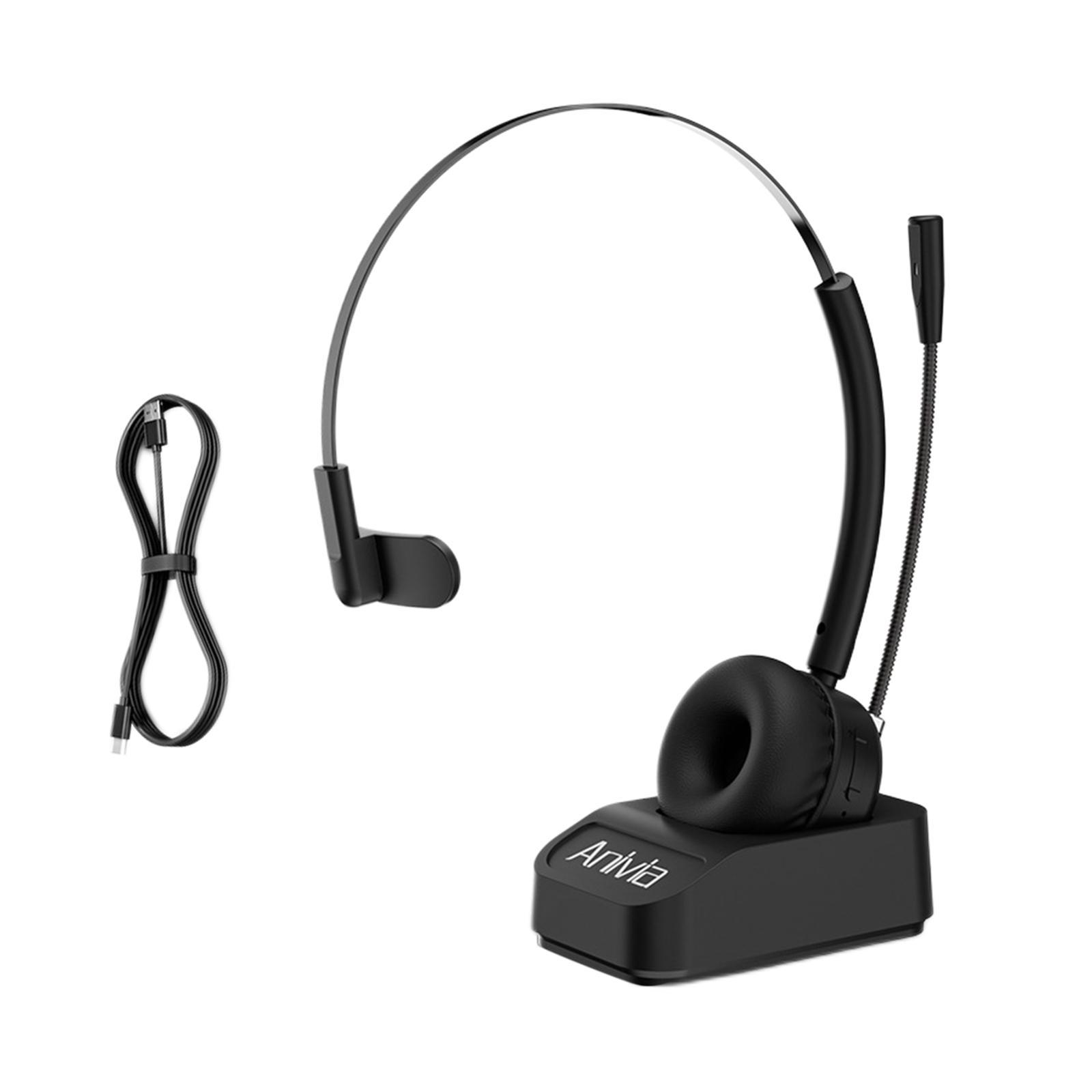 Bluetooth Headset with Charging Dock Earphone for Call Center